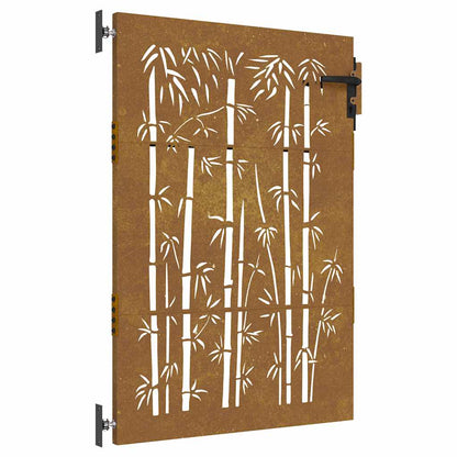 Cancello da giardino 85x125 cm in acciaio Corten e design in bambù | homemem39