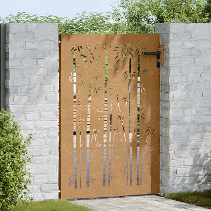Cancello da giardino 85x125 cm in acciaio Corten e design in bambù | homemem39