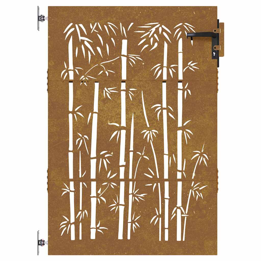 Cancello da giardino 85x125 cm in acciaio Corten e design in bambù | homemem39