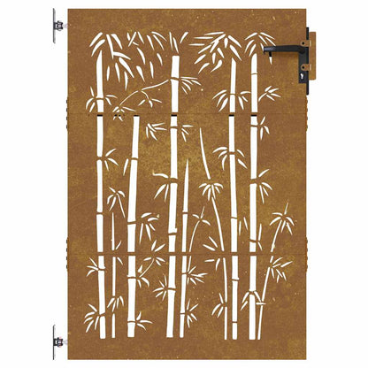 Cancello da giardino 85x125 cm in acciaio Corten e design in bambù | homemem39