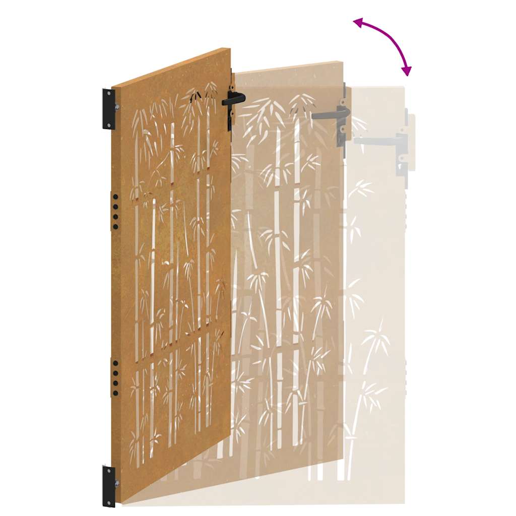 Cancello da giardino 85x125 cm in acciaio Corten e design in bambù | homemem39