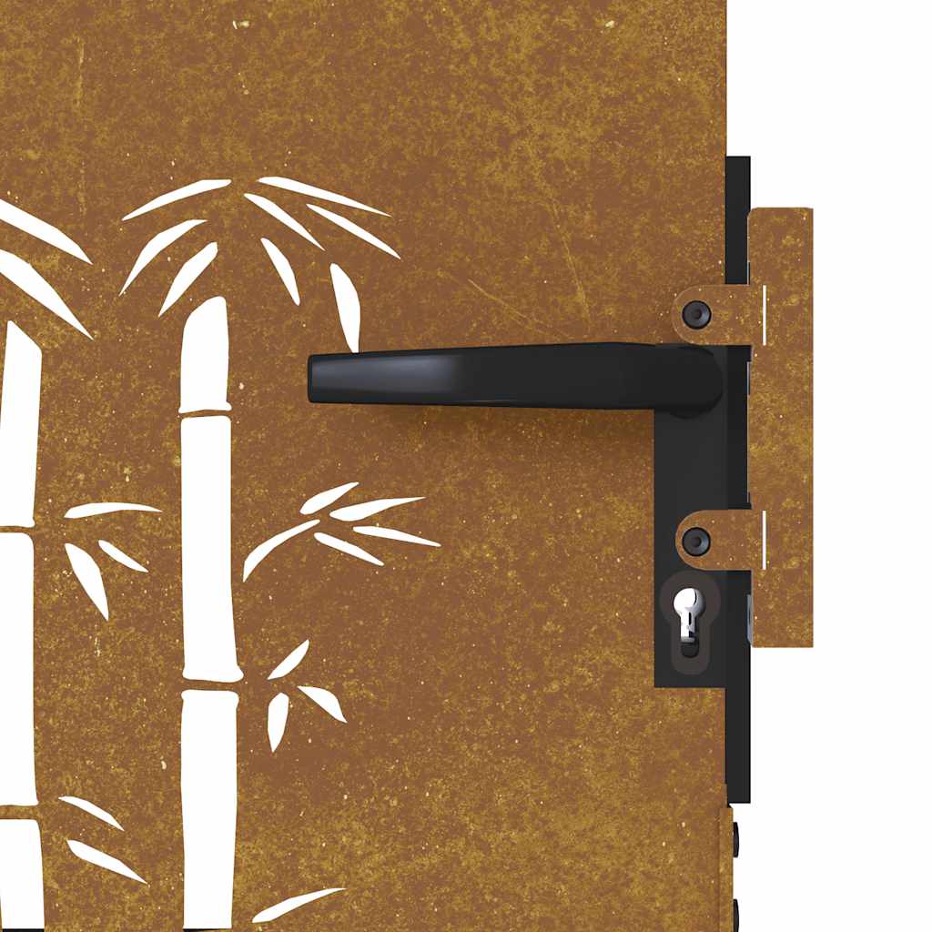 Cancello da giardino 85x125 cm in acciaio Corten e design in bambù | homemem39