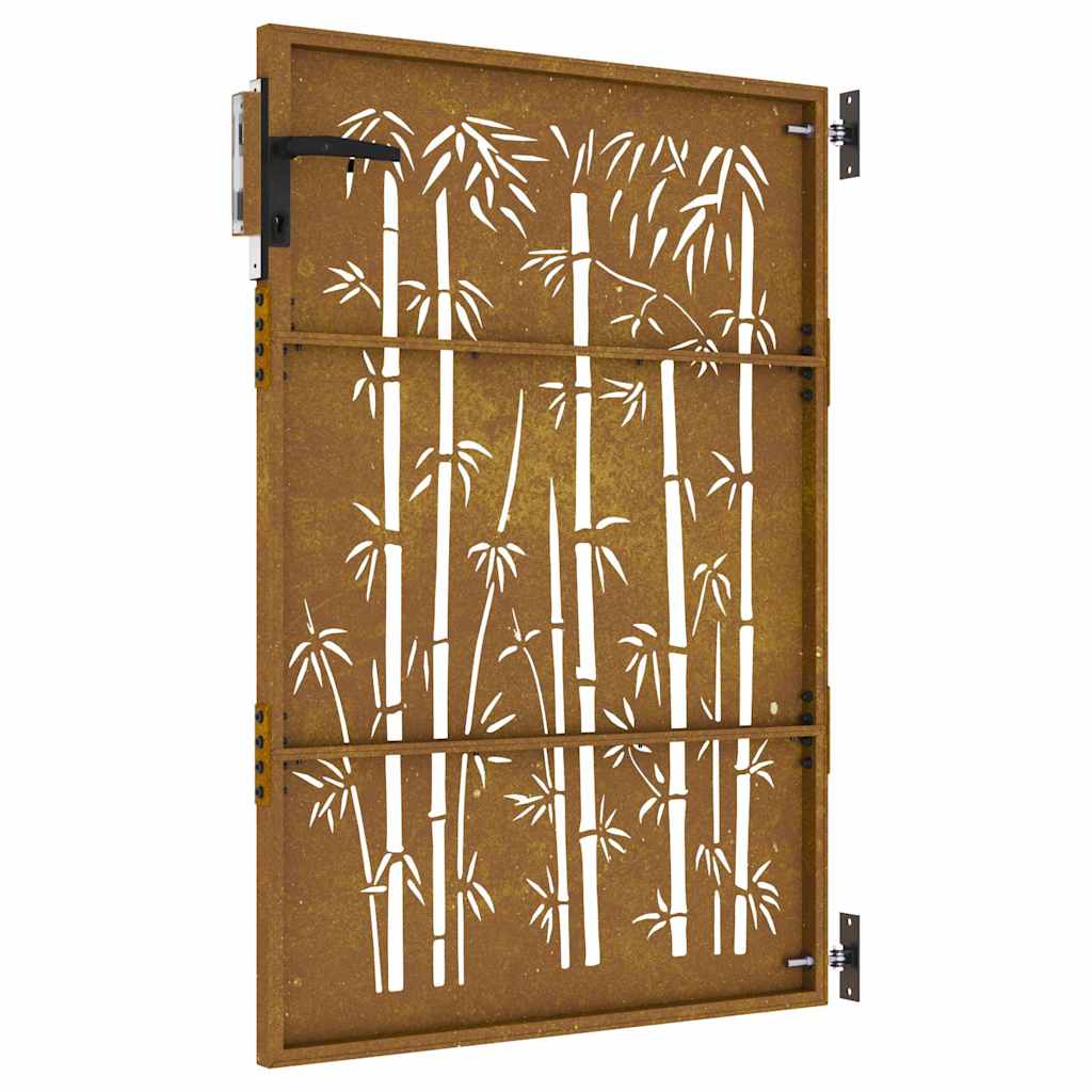 Cancello da giardino 85x150 cm in acciaio Corten e bambù | homemem39