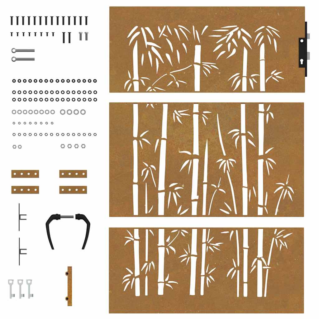 Cancello da giardino 85x150 cm in acciaio Corten e bambù | homemem39