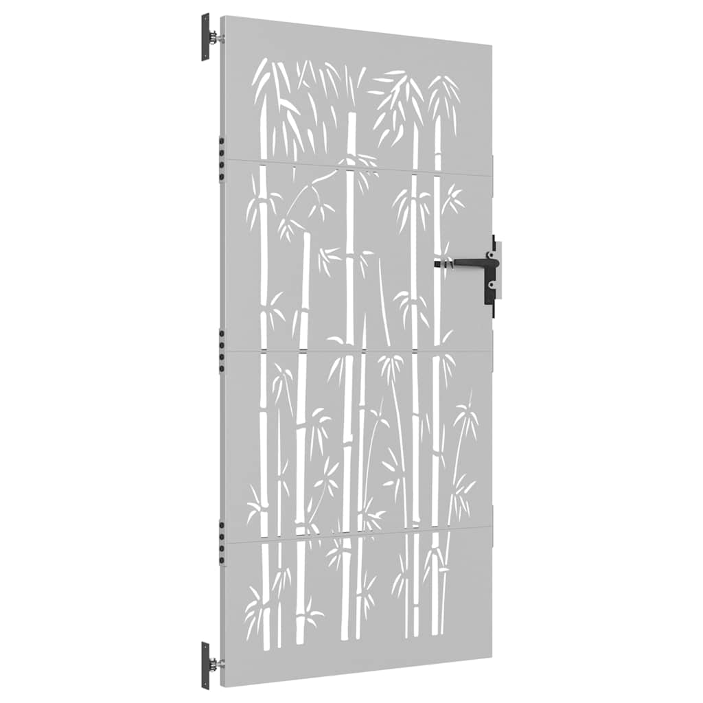 Cancello da giardino 85x200 cm in acciaio corten e design in bambù | homemem39