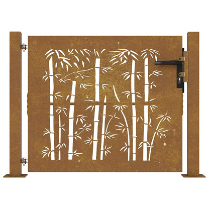Cancello da giardino 100x75 cm in acciaio Corten e design in bambù | homemem39