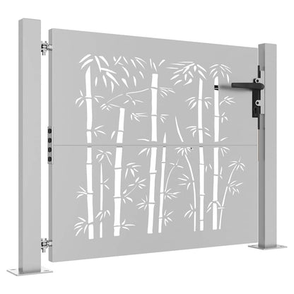 Cancello da giardino 100x100 cm in acciaio Corten e design in bambù | homemem39
