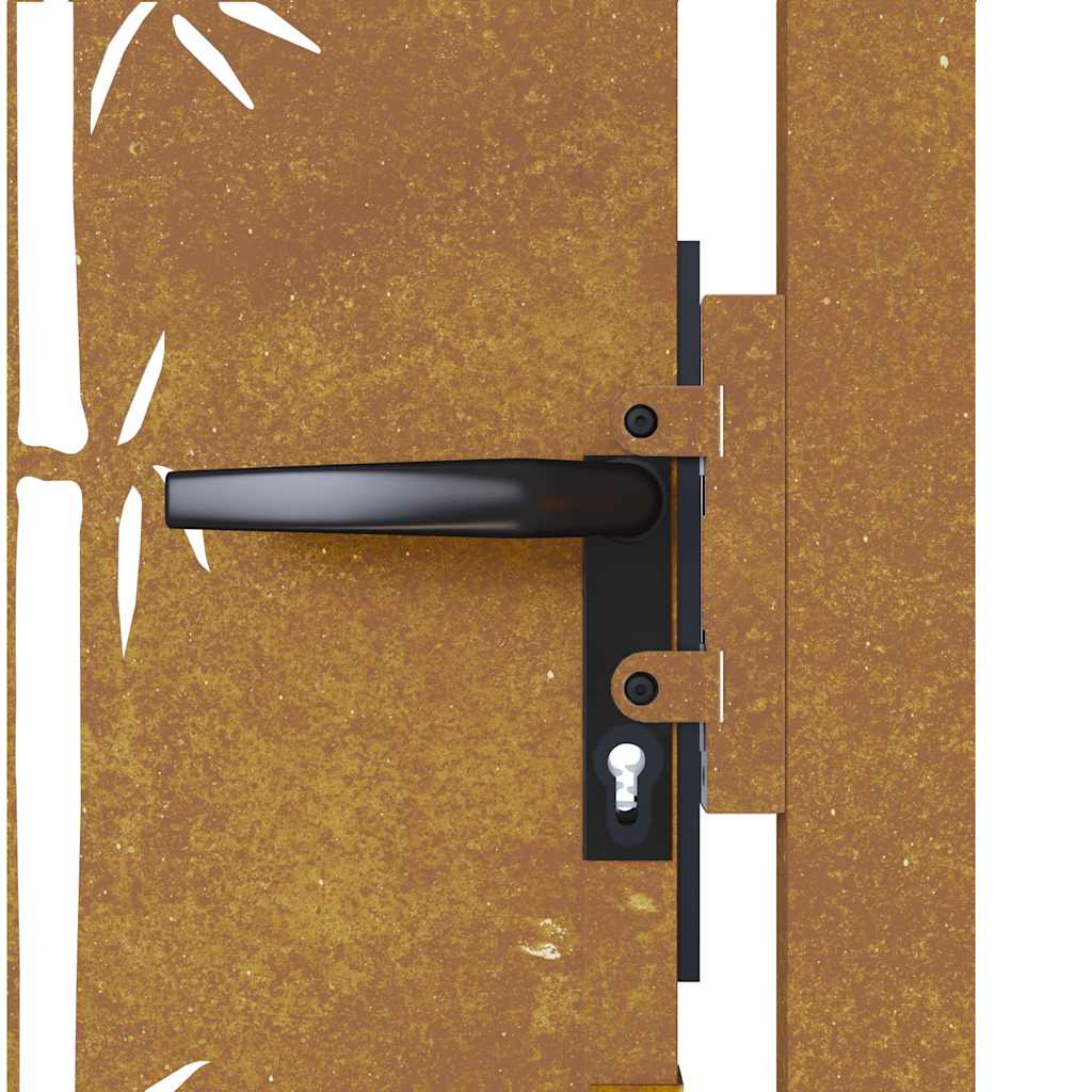 Cancello da giardino 100x150 cm in acciaio Corten e design in bambù | homemem39