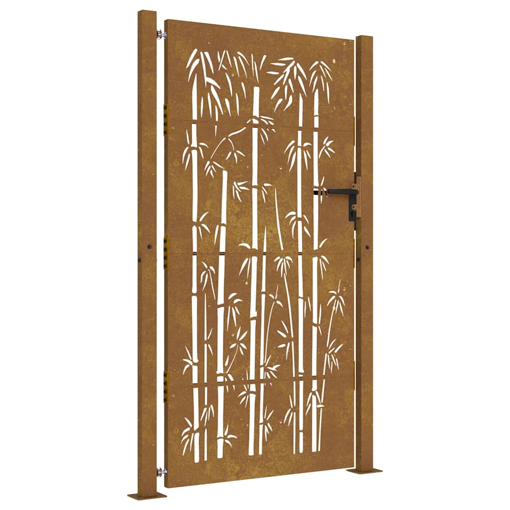 Cancello da giardino 100x200 cm in acciaio corten e design in bambù | homemem39