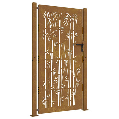 Cancello da giardino 100x200 cm in acciaio corten e design in bambù | homemem39