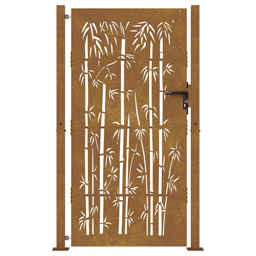Cancello da giardino 100x200 cm in acciaio corten e design in bambù | homemem39