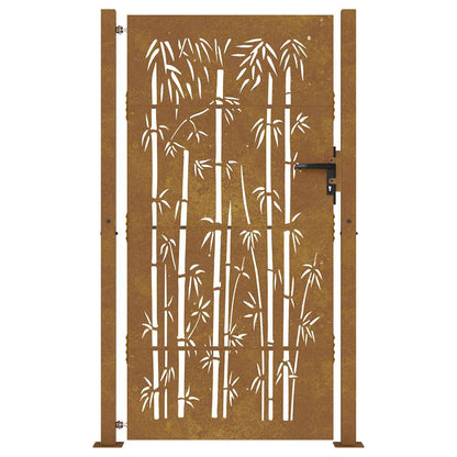 Cancello da giardino 100x200 cm in acciaio corten e design in bambù | homemem39