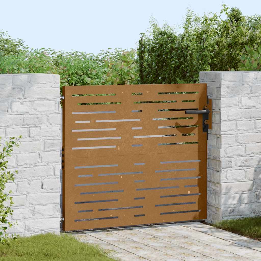 Cancello da giardino 85x100 cm in acciaio Corten design quadrato | homemem39
