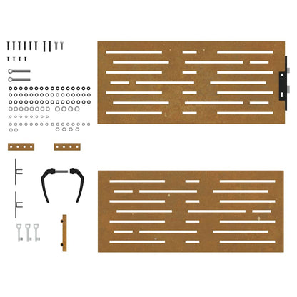 Cancello da giardino 85x100 cm in acciaio Corten design quadrato | homemem39