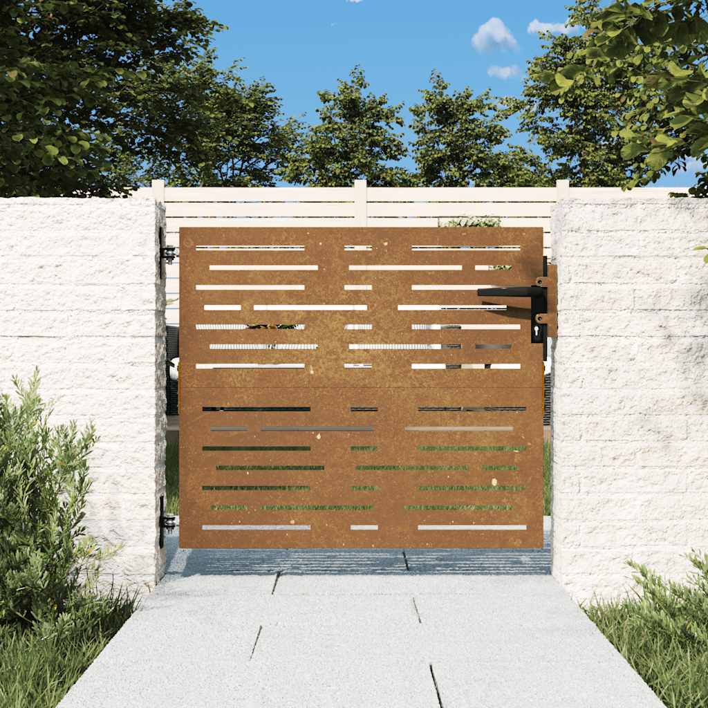 Cancello da giardino 85x100 cm in acciaio Corten design quadrato | homemem39