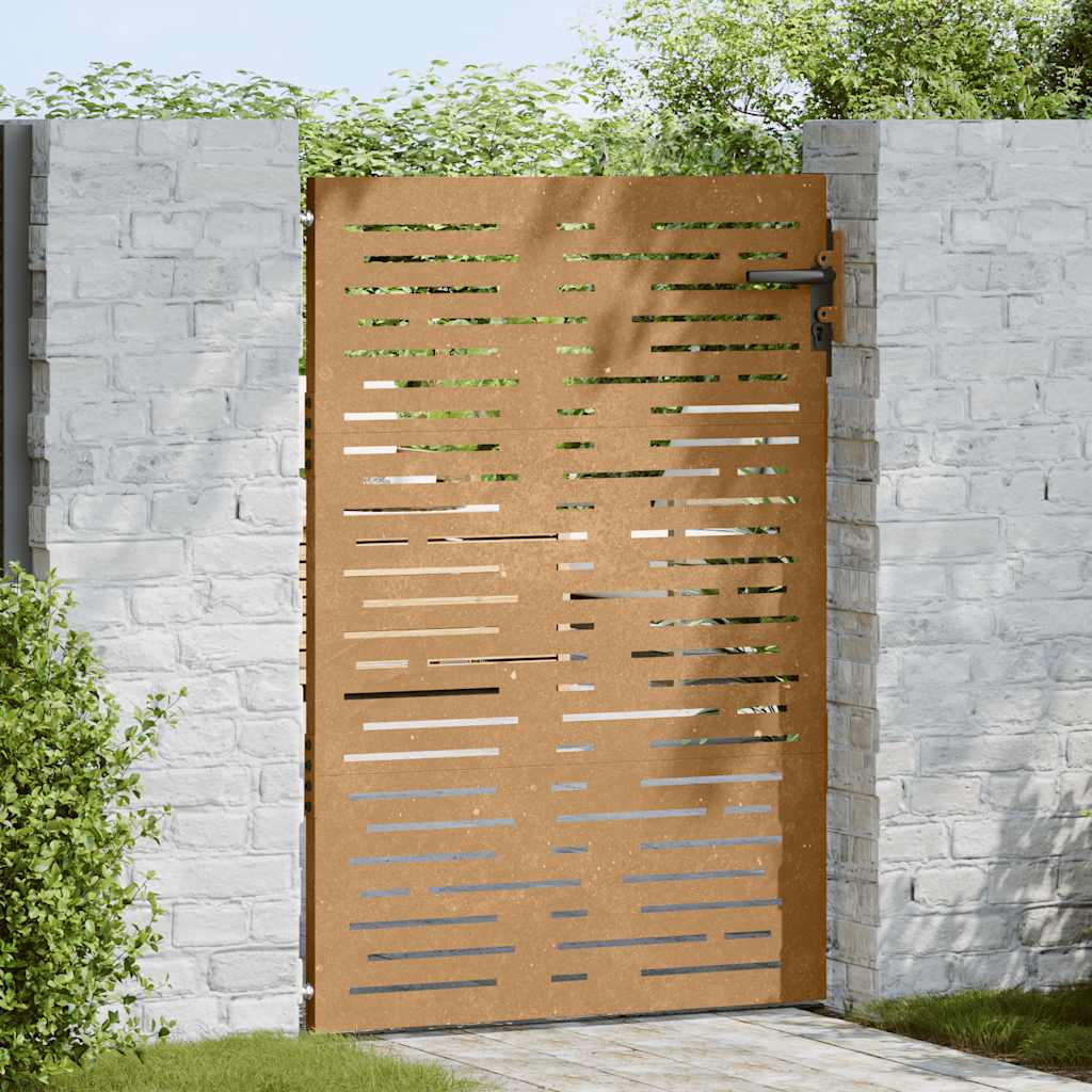 Cancello da giardino 85x125 cm in acciaio Corten design quadrato | homemem39