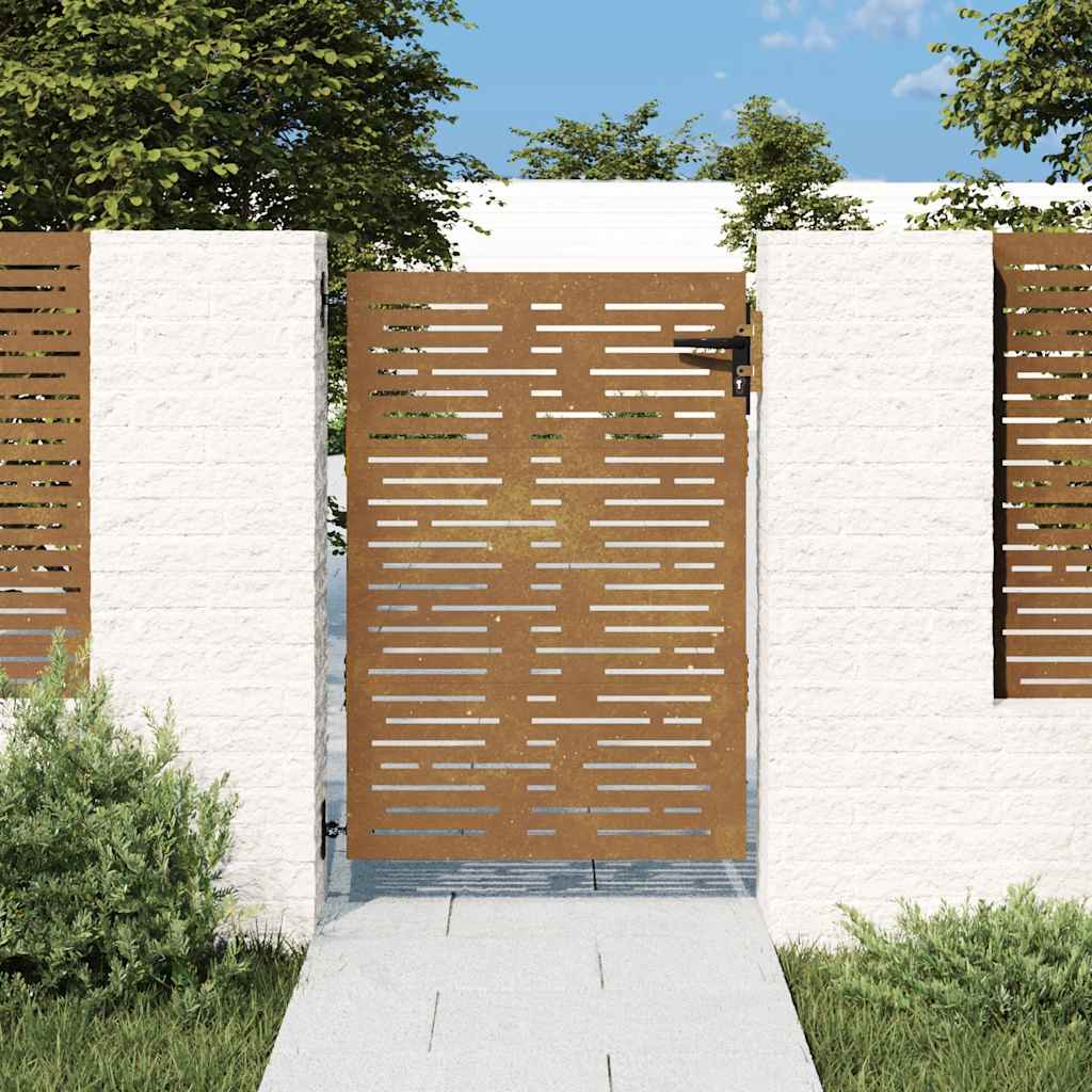 Cancello da giardino 85x125 cm in acciaio Corten design quadrato | homemem39