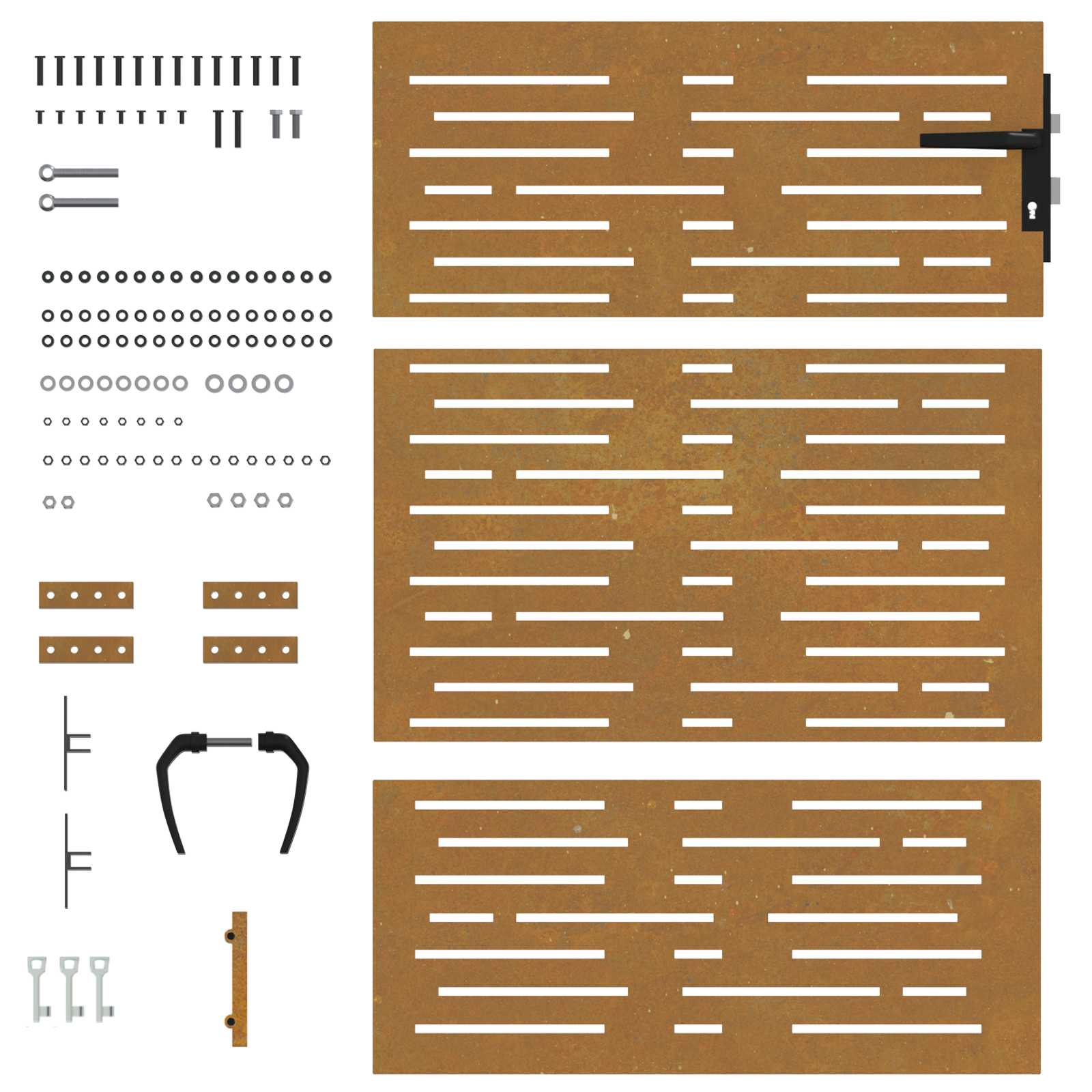 Cancello da giardino 85x150 cm in acciaio Corten design quadrato | homemem39