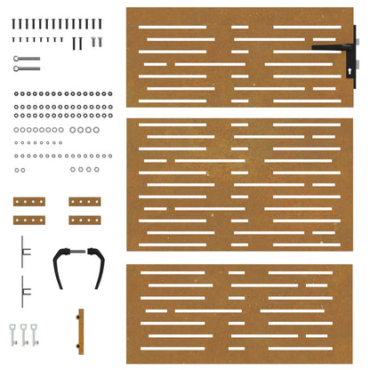 Cancello da giardino 85x150 cm in acciaio Corten design quadrato | homemem39