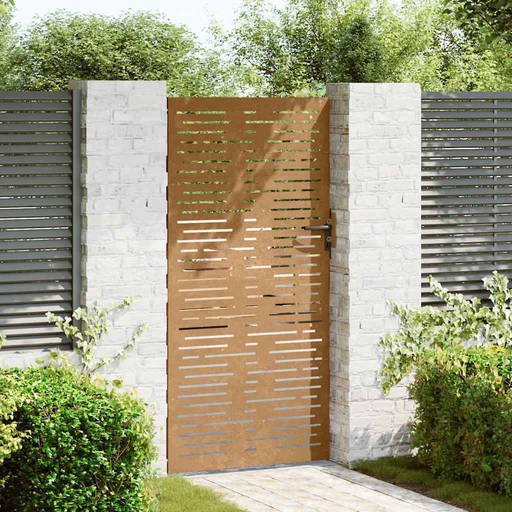 Cancello da giardino 85x175 cm in acciaio Corten design quadrato | homemem39