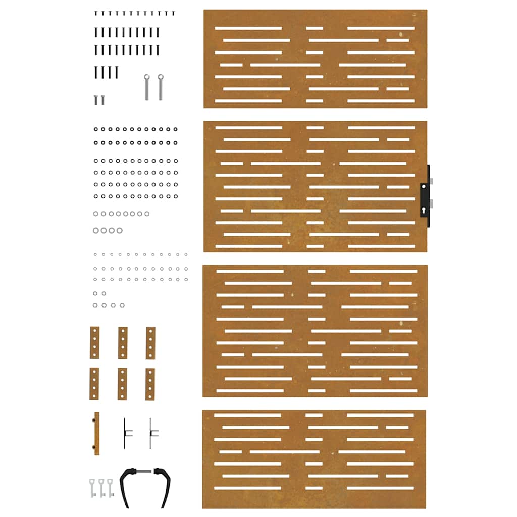 Cancello da giardino 85x175 cm in acciaio Corten design quadrato | homemem39