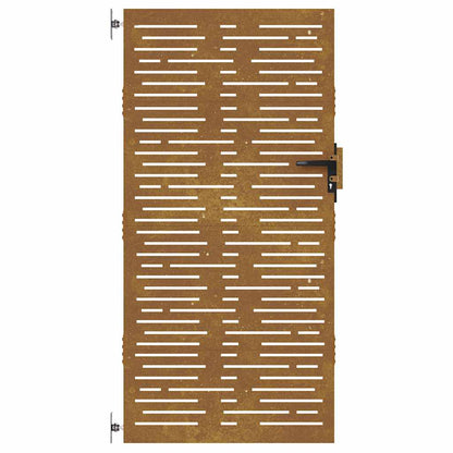 Cancello da giardino 85x200 cm in acciaio Corten design quadrato | homemem39