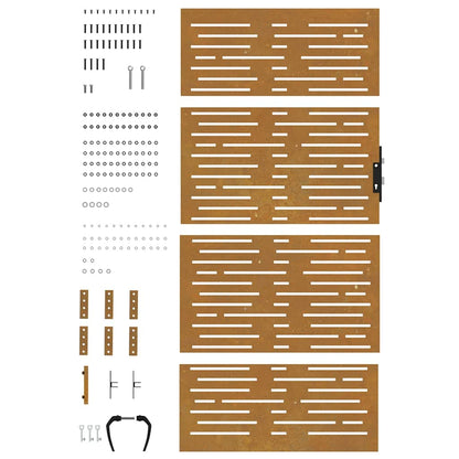 Cancello da giardino 85x200 cm in acciaio Corten design quadrato | homemem39