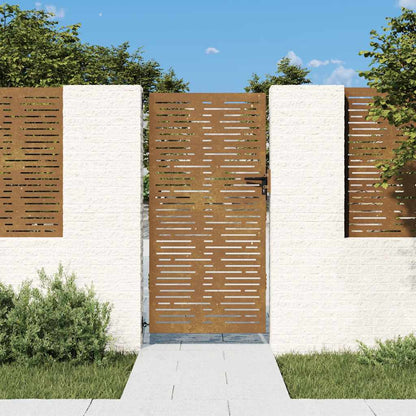 Cancello da giardino 85x200 cm in acciaio Corten design quadrato | homemem39