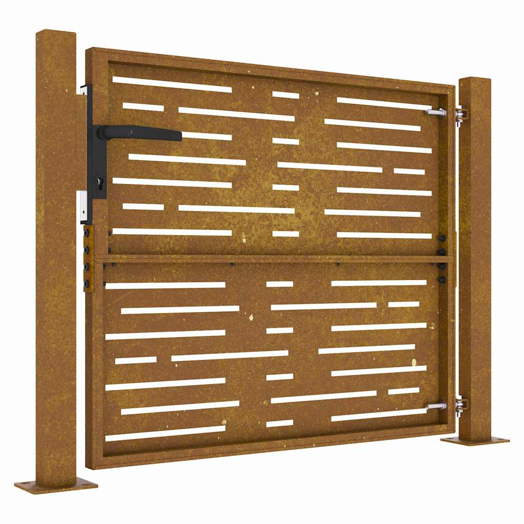 Cancello da giardino 100x75 cm in acciaio Corten design quadrato | homemem39