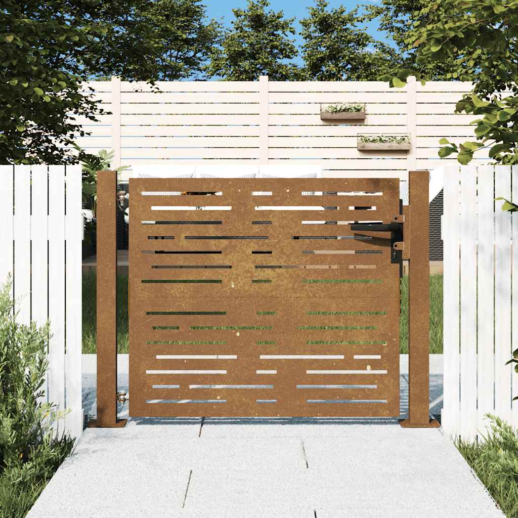 Cancello da giardino 100x75 cm in acciaio Corten design quadrato | homemem39