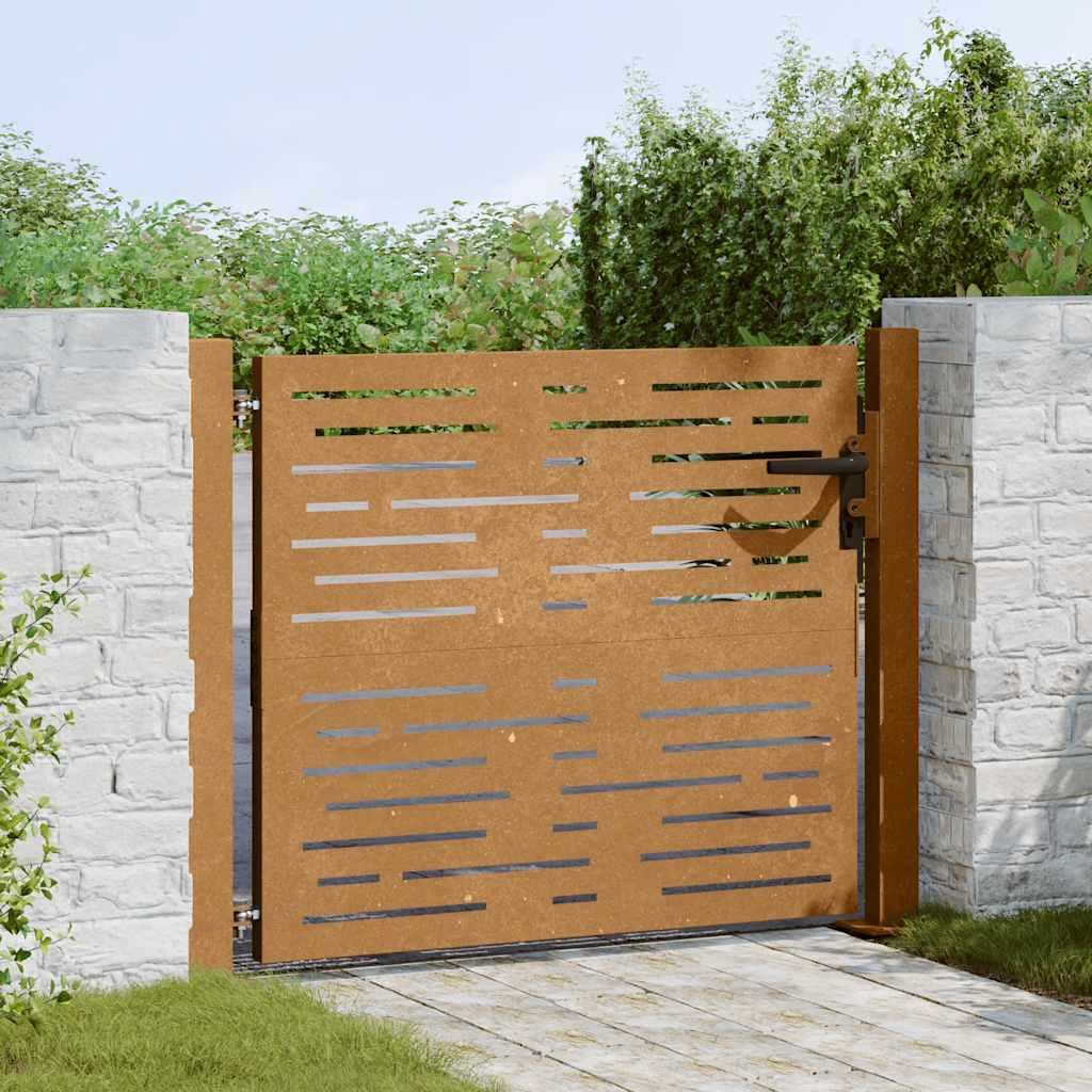 Cancello da giardino 100x100 cm in acciaio Corten design quadrato | homemem39