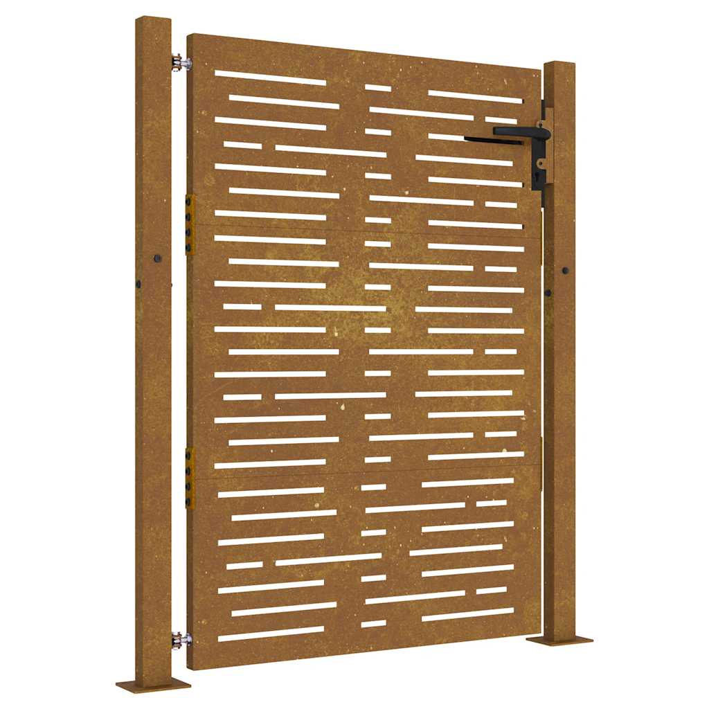 Cancello da giardino 100x125 cm in acciaio Corten design quadrato | homemem39