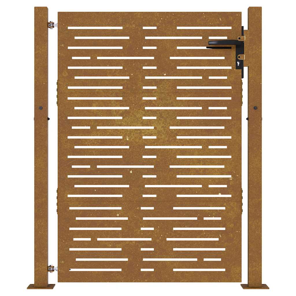 Cancello da giardino 100x125 cm in acciaio Corten design quadrato | homemem39