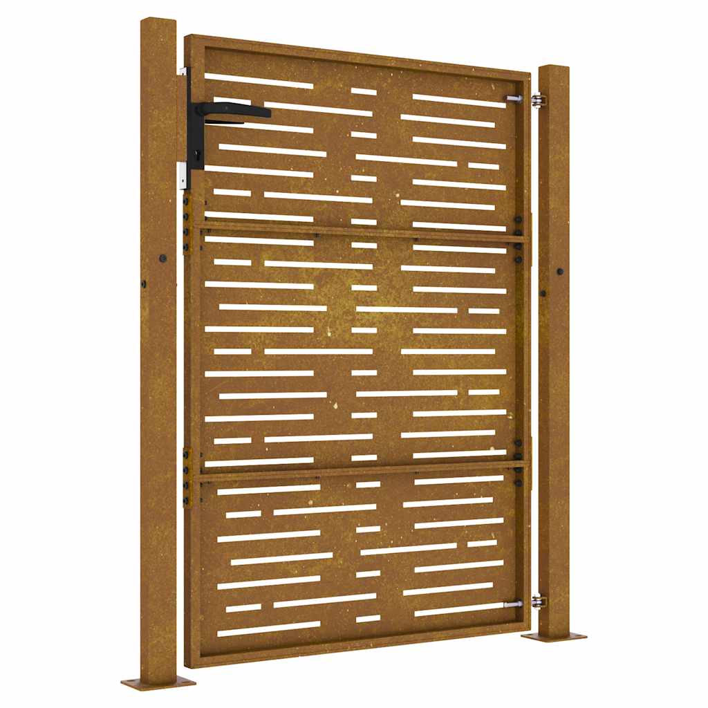 Cancello da giardino 100x125 cm in acciaio Corten design quadrato | homemem39