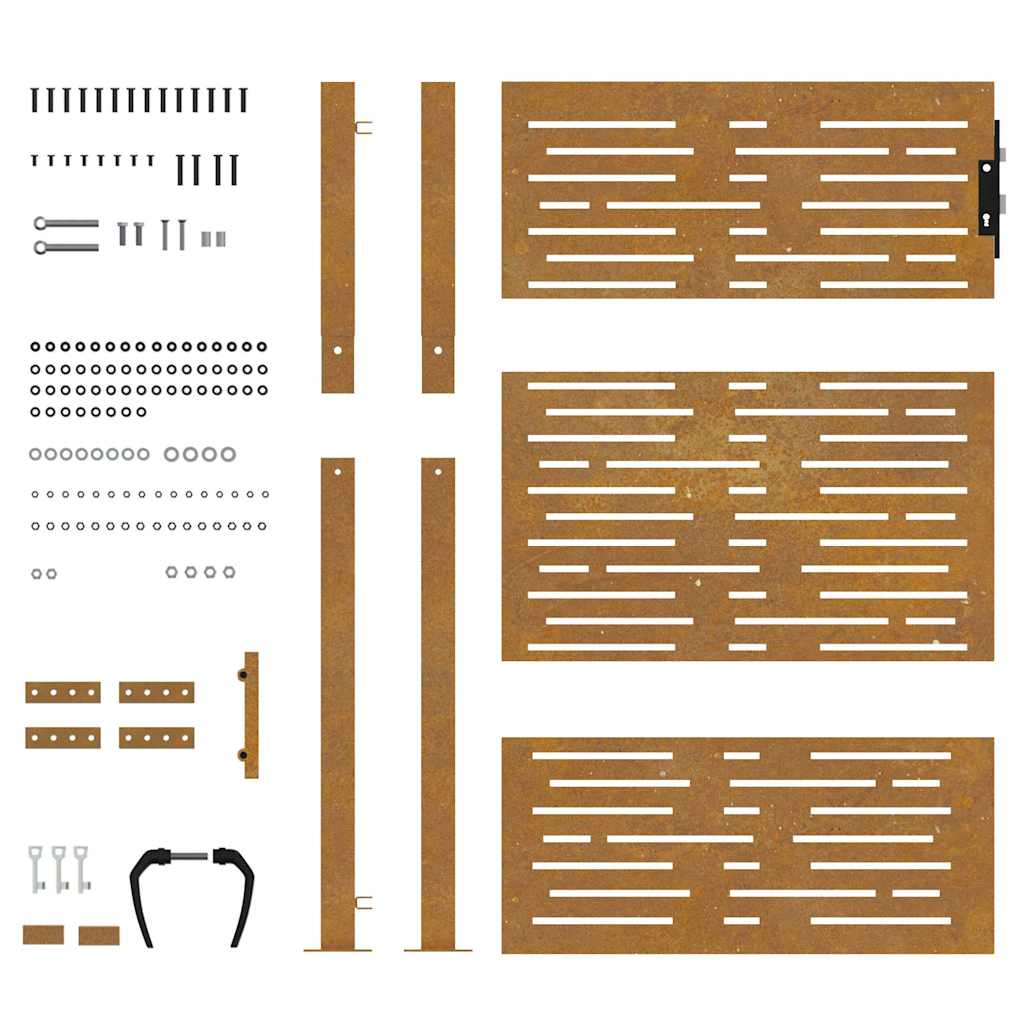 Cancello da giardino 100x150 cm in acciaio Corten design quadrato | homemem39
