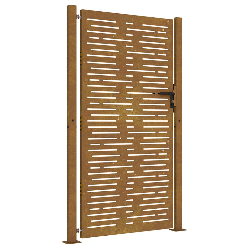 Cancello da giardino 100x175 cm in acciaio Corten design quadrato