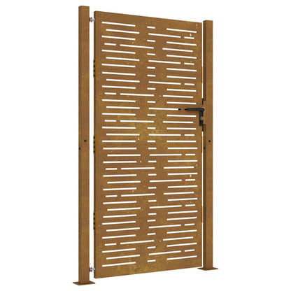 Cancello da giardino 100x175 cm in acciaio Corten design quadrato