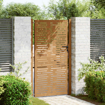 Cancello da giardino 100x175 cm in acciaio Corten design quadrato