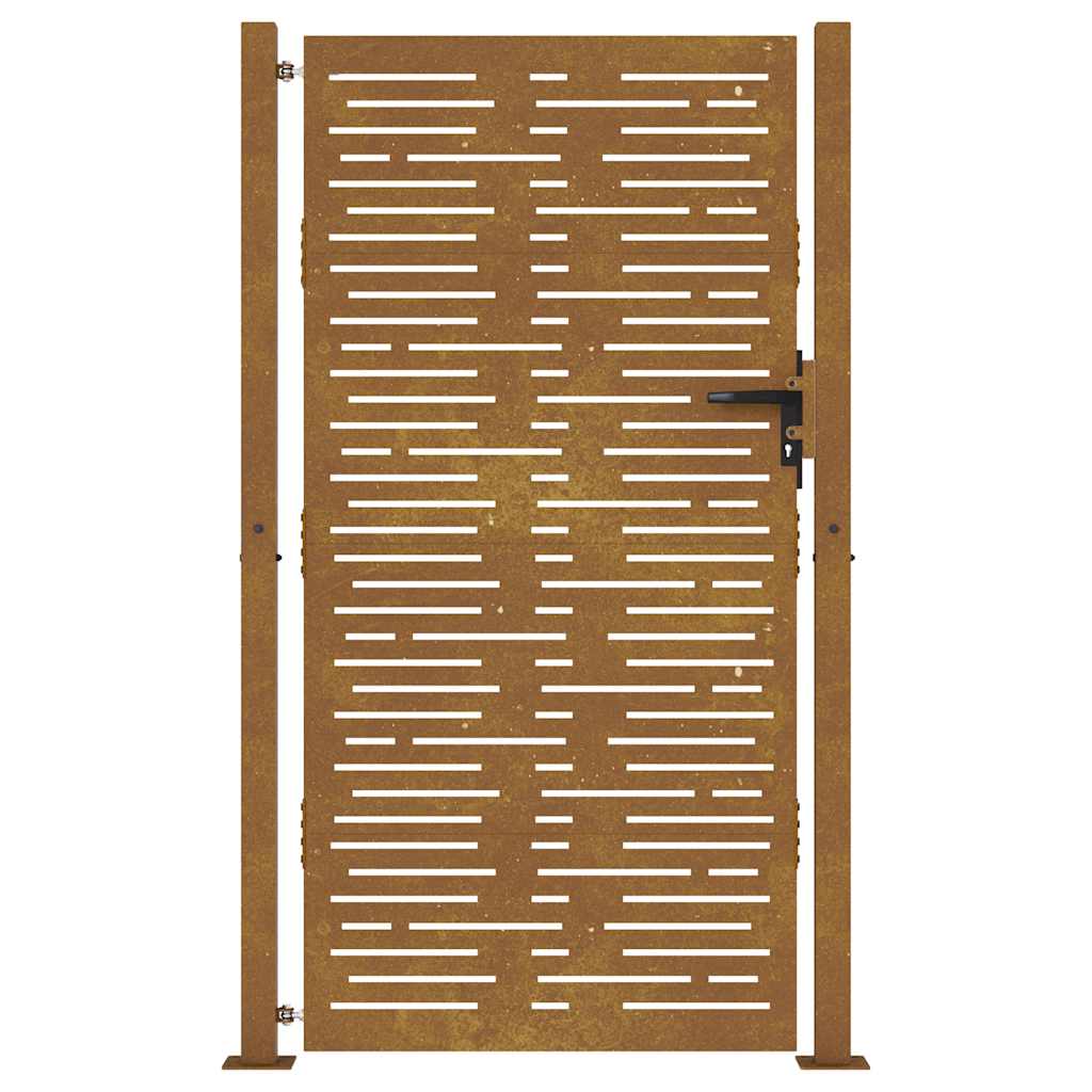 Cancello da giardino 100x175 cm in acciaio Corten design quadrato