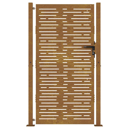 Cancello da giardino 100x175 cm in acciaio Corten design quadrato