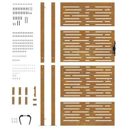 Cancello da giardino 100x175 cm in acciaio Corten design quadrato | homemem39