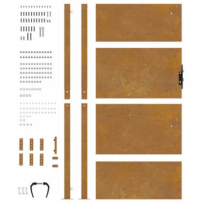 Cancello da giardino 100x175 cm in acciaio Corten | homemem39