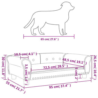 Lettino per Cani Rosa 95x55x30 cm in Velluto