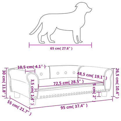 Lettino per Cani Marrone 95x55x30 cm in Velluto