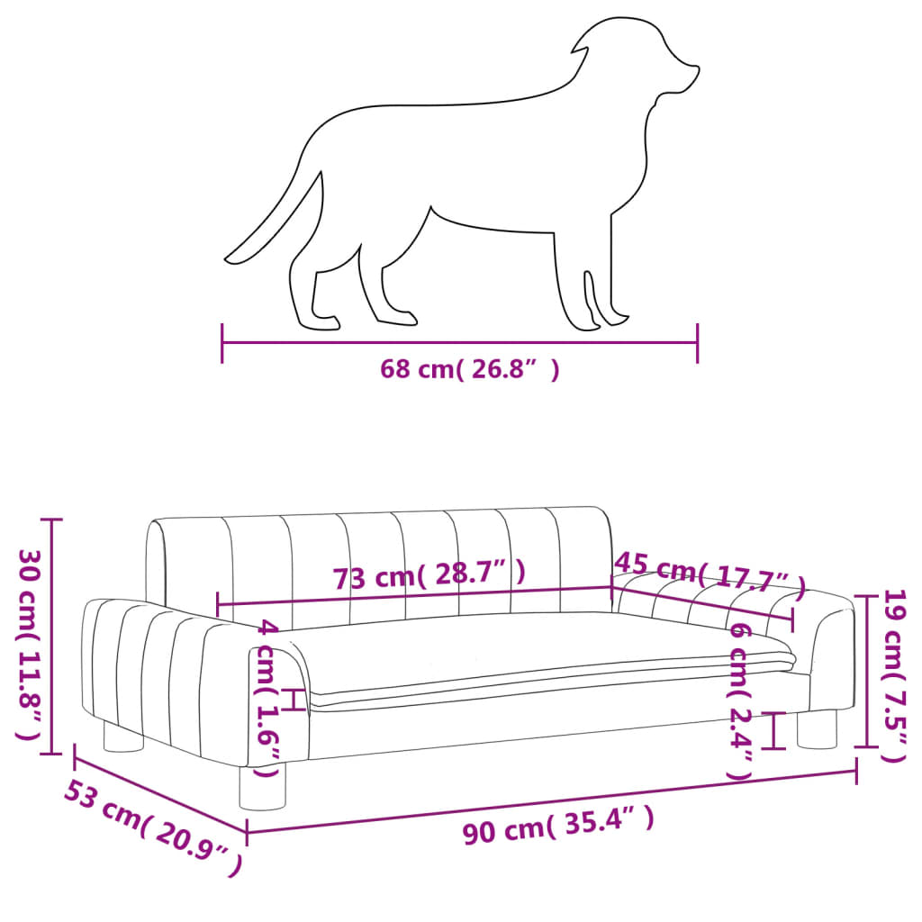 Lettino per Cani Crema 90x53x30 cm in Similpelle