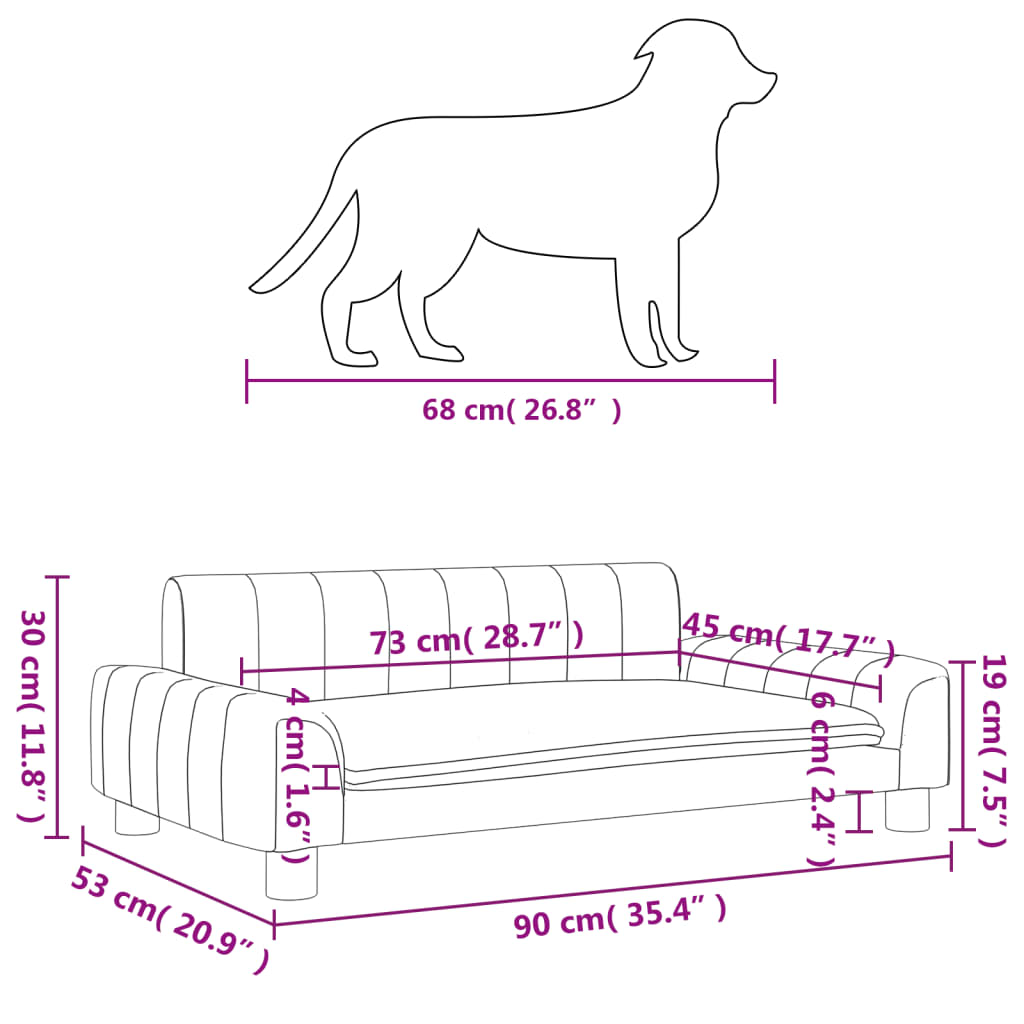 Lettino per Cani Grigio Chiaro 90x53x30 cm in Tessuto - homemem39