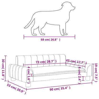 Lettino per Cani Grigio Chiaro 90x53x30 cm in Tessuto - homemem39