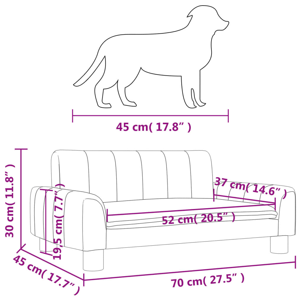 Lettino per Cani Crema 70x45x30 cm in Tessuto