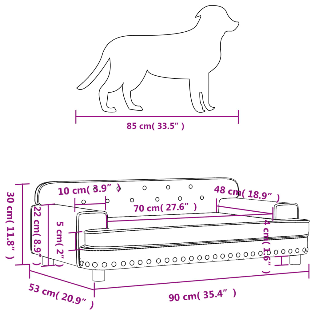 Lettino per Cani Nero 90x53x30 cm in Similpelle