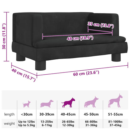 Lettino per Cani Nero 60x40x30 cm in Velluto | homemem39